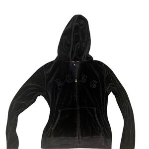 BCBG Women's Black Velour Hoodie